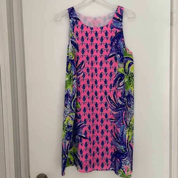 Lilly pulitzer shift dress pink with navy blue toucans size medium - Picture 3 of 7